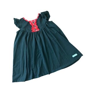 Merce + Me Girls Black Red Polka Dot Ruffle Cap Sleeve Pearl Dress Sz 6 Theme